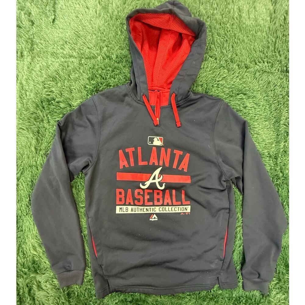 Atlanta Braves Blue & Red Pullover Sweatshirt Hoodie Sz Small Unisex